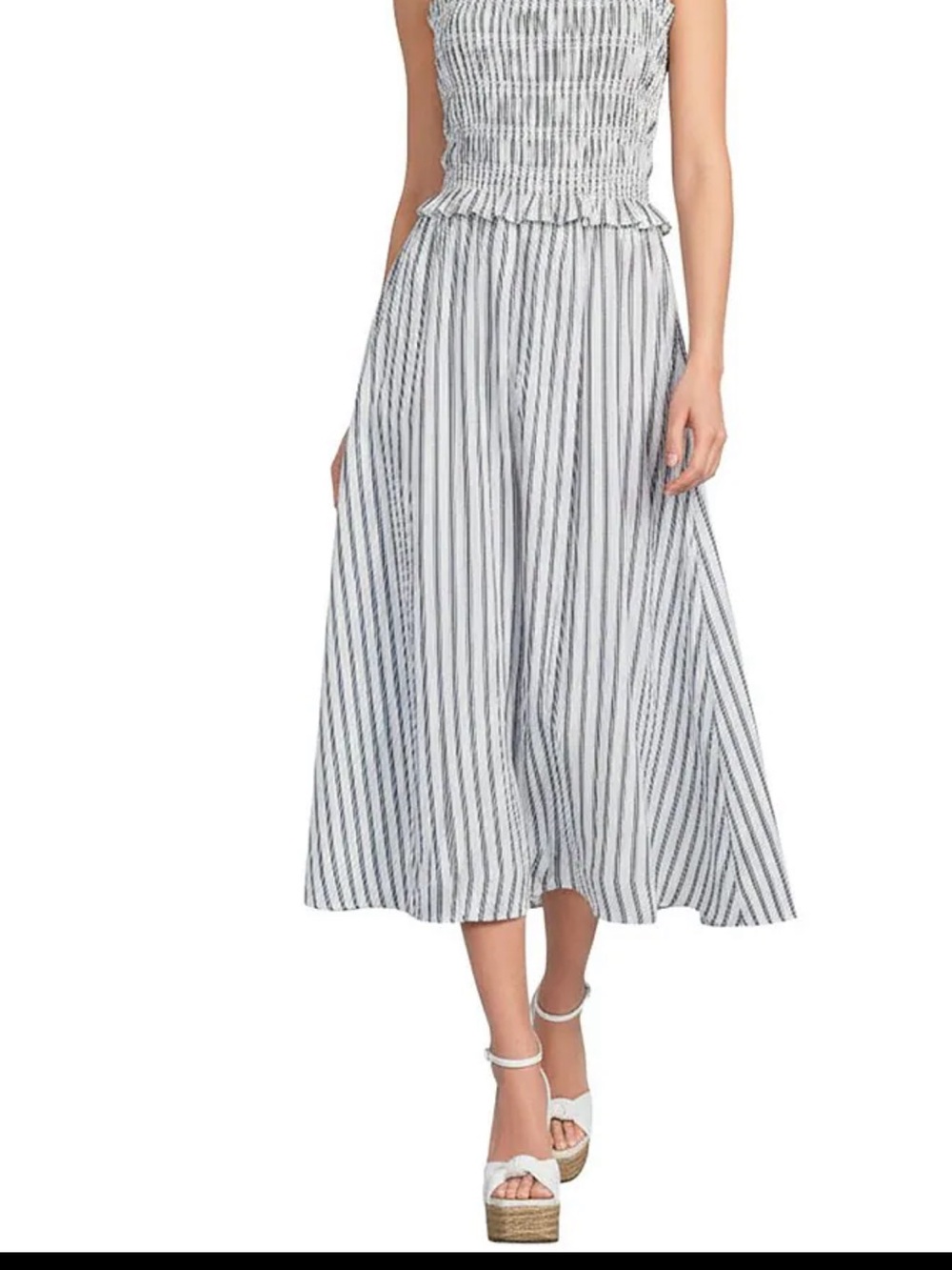NWTš·Sugarlips Striped Halter Square Neck Sleeveless Smocked Poplin Midi Dress - Picture 2 of 15